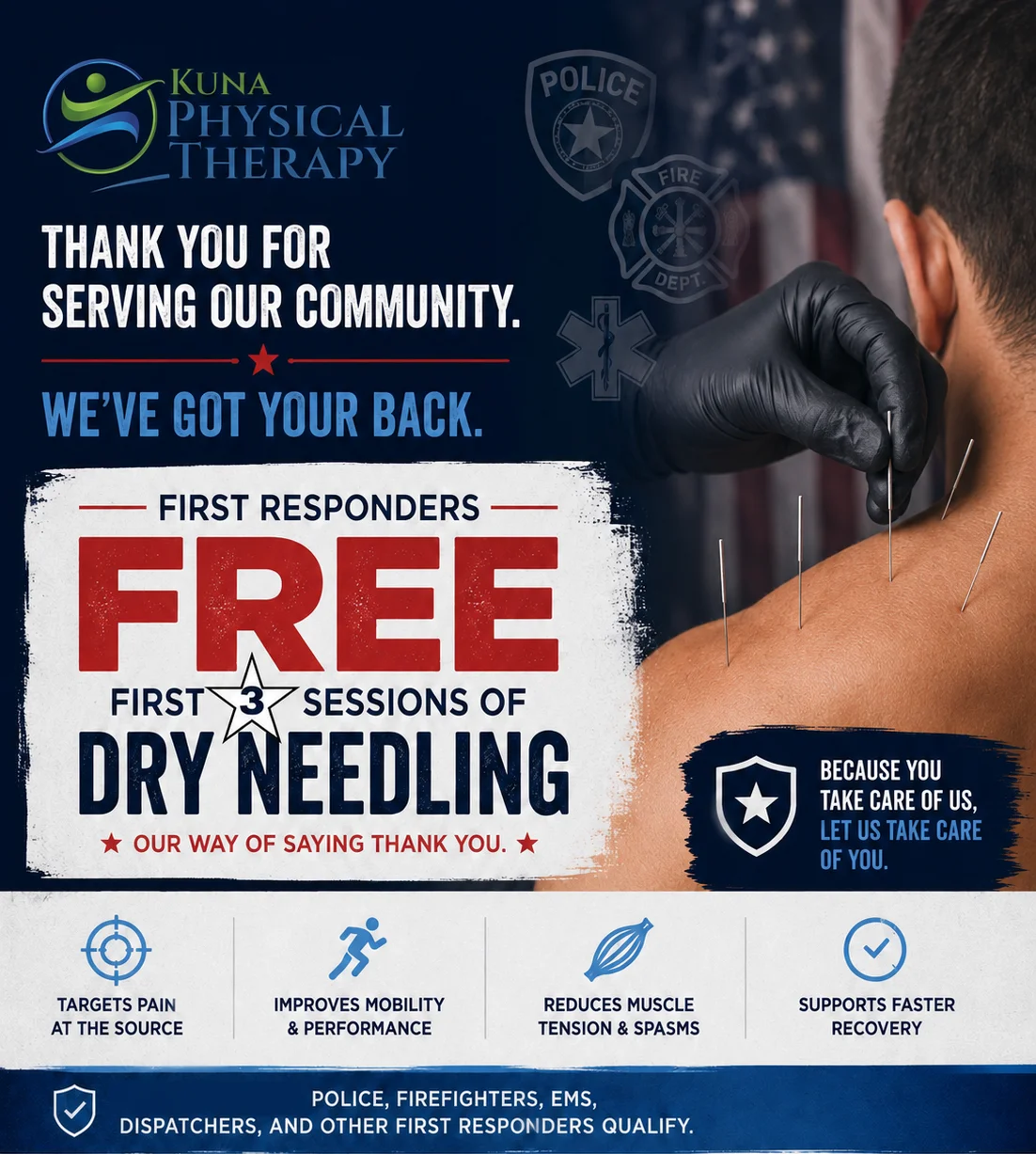 First responders: free first 3 sessions of dry needling